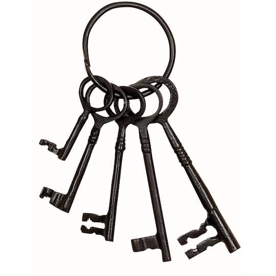 The Novogratz Set of 5&#x22; Black Aluminum Industrial Keys, 8&#x22; x 3&#x22;